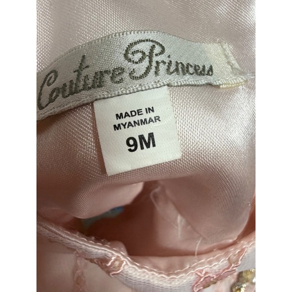 Baby Girl Pink Formal Beaded Sequin Sleeve Dress Size 6-9 Month Couture Princess - Picture 6 of 6